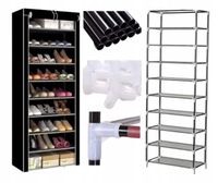 SZAFA TEKSTYLNA MATERIAŁOWA REGAŁ NA BUTY ORGANIZER GARDEROBA PÓŁKI 9