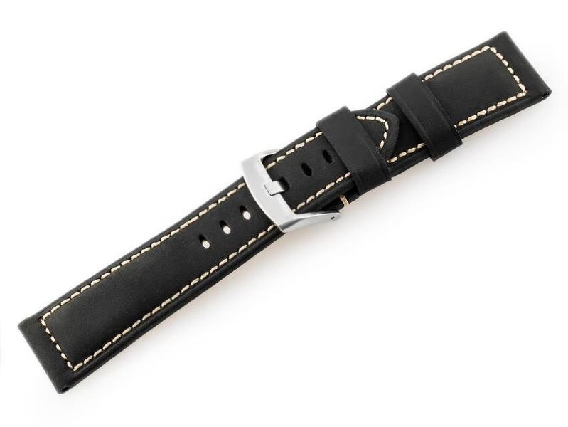 Pasek skórzany do zegarka W29 - czarny - 22mm zdjęcie 2