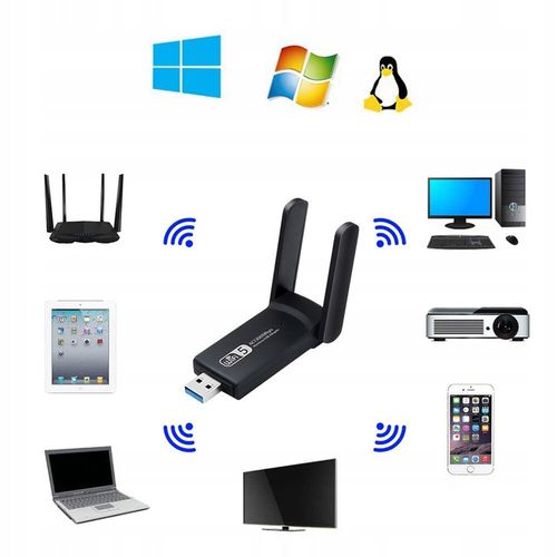 KARTA SIECIOWA WIFI WI-FI ADAPTER USB 3.0 1300Mbps 5GHz 2 TRYBY AP na Arena.pl
