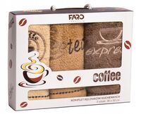 Komplet ręczników kuchennych 3szt 30x50 w pudełku COFFEE PREZENT ŚCIERKI
