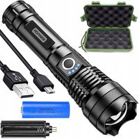 Latarka taktyczna bardzo mocna LED taktyczna USB akumulator / baterie ETUI