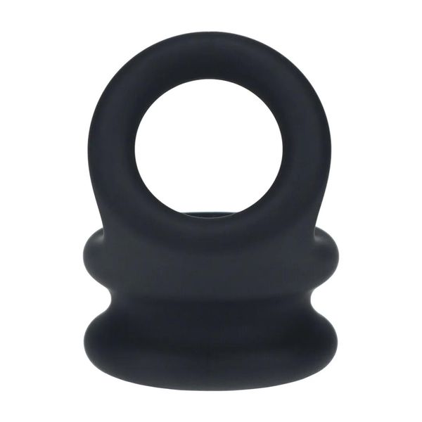 Wide Double O Silicone Cockring - M - Black zdjęcie 5