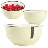 CERAMICZNA SALATERKA NA ZUPĘ OWOCE PRZEKĄSKI BEŻOWA ZDOBIONA Z WZOREM 510ML