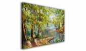 OBRAZ NA PŁÓTNIE 097 Staw w lesie 100x70cm