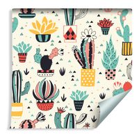 Tapeta Dla Dzieci - Kaktusy w Stylu Skandynawskim