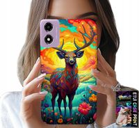 ETUI DO MOTOROLA MOTO E14 - KOLOROWE WZORY JELEŃ ŁOŚ ZWIERZĘTA LEŚNE