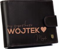 Portfel męski skórzany GRAWEROWANY prezent walentynki twój tekst + imię