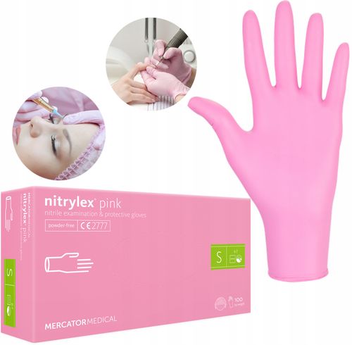 Rękawice Nitrylowe 100 szt. 7-S Nitrylex Pink na Arena.pl