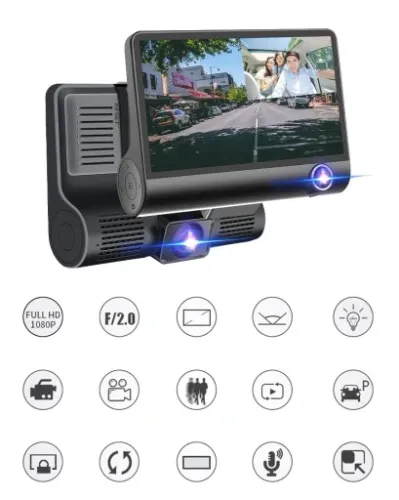 REJESTRATOR JAZDY 3 KAMERY+KAMERA TYŁ FULLHD +64GB na Arena.pl