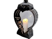 ZNICZ TATA TACIE SERCE DEDYKACJA ZŁOTO CZARNY MARMUR +ŚWIECA LED