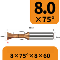 Frez 4-ostrzowy "jaskółczy ogon" dovetail VHM Rozmiar: 8×75°×60L