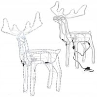 DUŻY ŚWIECĄCY RENIFER LED Z RUCHOMĄ GŁOWĄ XXL 95cm LED ZIMNA BIEL BIAŁY