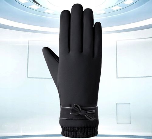 Damskie Ciepłe Zimowe Rękawiczki Dotykowe Kokarda na Arena.pl