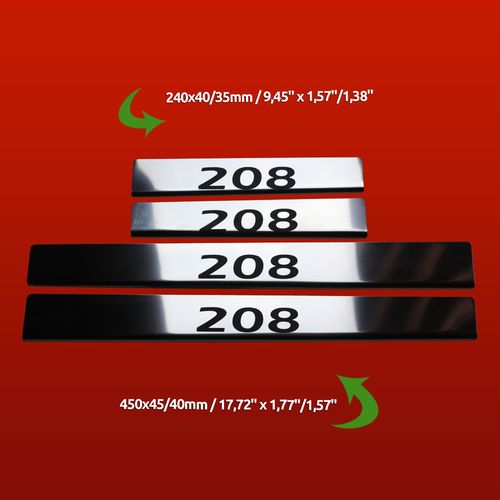 Listwa progowa PEUGEOT 208 Stal nierdzewna 304 połysk z czarnymi literami na Arena.pl