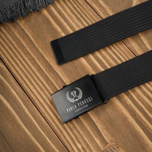 pasek do spodni męski 115 cm pasek parciany do jeansów czarny paolo peruzzi na Arena.pl