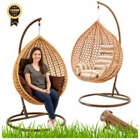 FOTEL WISZĄCY BUJANY NA BALKON DO DOMU OGRODU HUŚTAWKA KOKON Z PODUSZKAMI