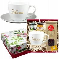 PREZENT na ŚWIĘTA ZESTAW DLA MAMY MATKI HERBATA FILIŻANKA + PUDEŁKO