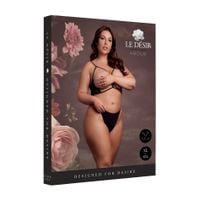 open cup triangle bra with lace and adjustable sliders - plus size - black