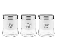 3x Pojemnik szklany GRENO 750 ml kawa herbata cukier stal malowana proszkowo biały