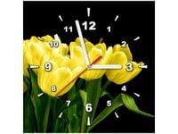 30X30CM ZEGAR ŻÓŁTE TULIPANY- MARK FREETH OBRAZ DREWNO