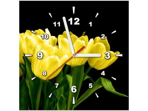 30X30CM ZEGAR ŻÓŁTE TULIPANY- MARK FREETH OBRAZ DREWNO na Arena.pl