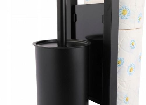 STOJAK NA SZCZOTKĘ WC I PAPIER TOALETOWY SZKŁO HARTOWANE CZARNE na Arena.pl