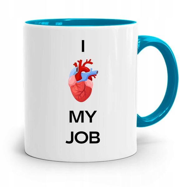 Kubek Błękitny Dla Doktora I Love My Job Prezent Z Nadrukiem Ze Zdjęciem zdjęcie 1