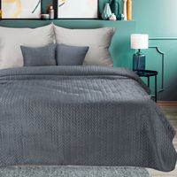 Narzuta dekoracyjna LUIZ 200x220 grafitowa w jodełkę