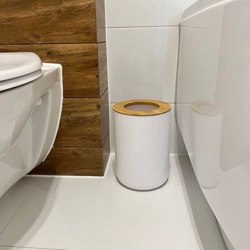 Komplet Łazienkowy Zestaw 6 Elementów do WC Biały Kosz Dozownik Szczotka zdjęcie 12