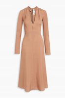 Sukienka midi Victoria Beckham z krepy plisowanej z odkrytymi ramionami R36