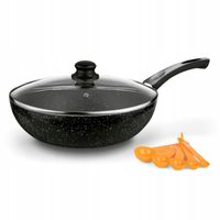 PATELNIA GŁĘBOKA WOK Pokrywką MIARKA Indukcja Tadar Marmara Black 30x8,5cm