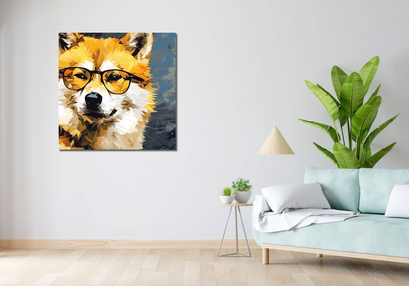 Obraz 90x90cm Intelektualny Psiak zdjęcie 2