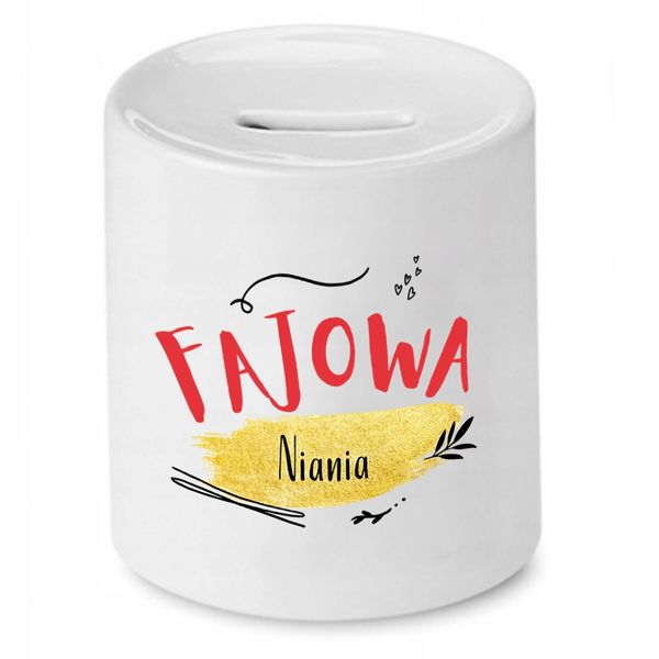 Dla Niani Opiekunki Prezent Skarbonka Fajowa Z Nadrukiem Ze Zdjęciem zdjęcie 1