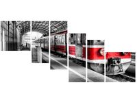 100CM 220CM OBRAZ 6 ELEM POCIĄG PERONIE ŚCIENNY