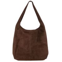 VERA PELLE torebka damska zamszowa worek z suwakiem na ramię V726 c.brązowa