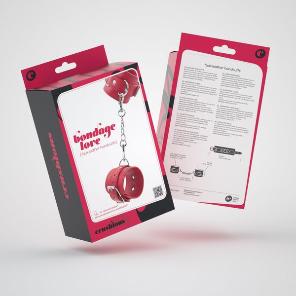 Bondage Love Leather Handcuffs Crushious Red zdjęcie 6