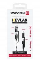 Kabel do ładowania 4w1 SWISSTEN USB-A USB-C lightning przejściówka 1,5m 3A