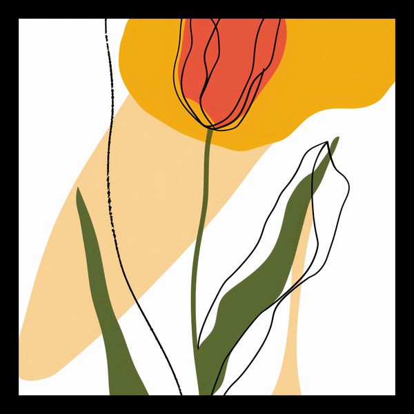Plakat 20x20cm Przerysowany Tulipan zdjęcie 2