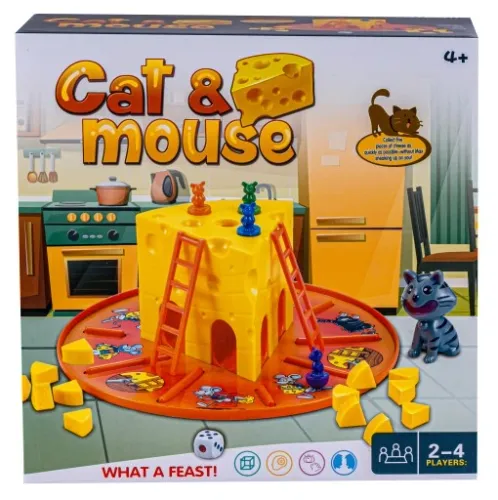 Gra Rodzinna Towarzyska Planszowa KOT I MYSZY Złap Ser Drabinki Cat & Mouse na Arena.pl