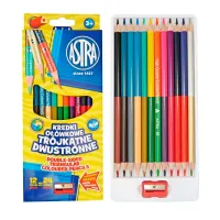 Kredki Ołówkowe Trójkątne, Dwustronne (24 Kolory)
