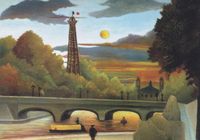Plakat 100x70cm Seine and Eiffel Tower, Rousseau Vintage do Salonu