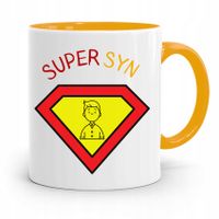 Kubek Żółty Prezent Dla Syna Dziecka Super Syn Z Nadrukiem Ze Zdjęciem