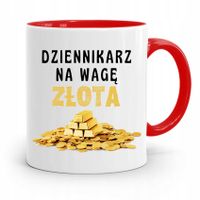 Kubek Czerwony Prezent Dla Dziennikarza Reportera Z Nadrukiem Ze Zdjęciem