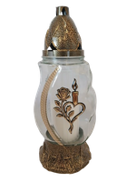 Znicz całoroczny złotą  różą i świeczką 27 cm