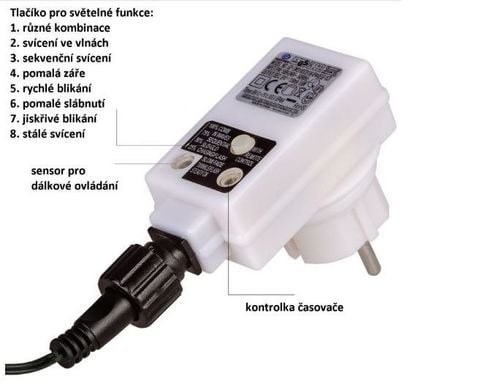 Świąteczne LED oświetlenie -20 m, 200 LED, zimna biel, pilot na Arena.pl