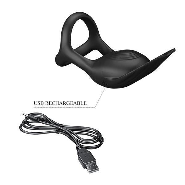 PRETTY LOVE - VIBRANT PENIS RING SILAS Black, 7 vibration functions zdjęcie 10