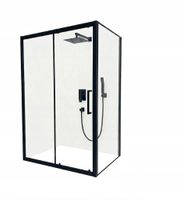 KABINA PRYSZNICOWA 100x80 CZARNA LOFT PRZESUWNA TRANSPARENTNA GRUBE SZKŁO