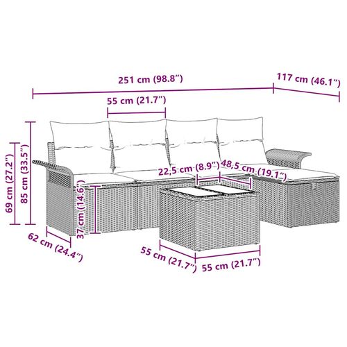 Zestaw Sof na Ogród 6 pcs Czarny i kremowy 251 x 117 x 85 cm na Arena.pl