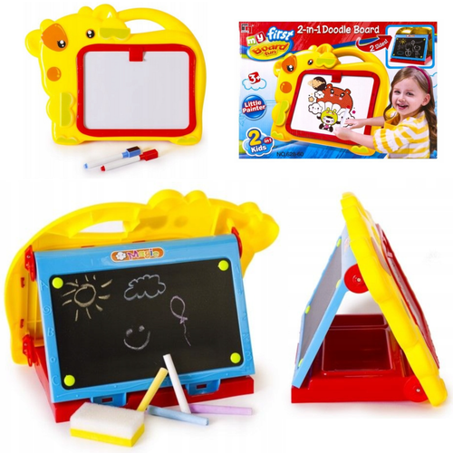 Tablica edukacyjna dwustronna do malowania kredą i pisakami 2w1 ŻÓŁTA na Arena.pl