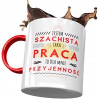 Kubek Czerwony Dla Szachisty Praca To Przyjemność Z Nadrukiem Ze Zdjęciem